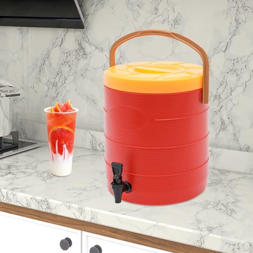 Insulated Beverage Dispenser - 6.6 Gal Stainless Steel Hot and Cold Drink Dispenser with Spigot & Handle, Commercial Thermal Container for Water Coffee Drink Catering Restaurant (Red) - color: Red
