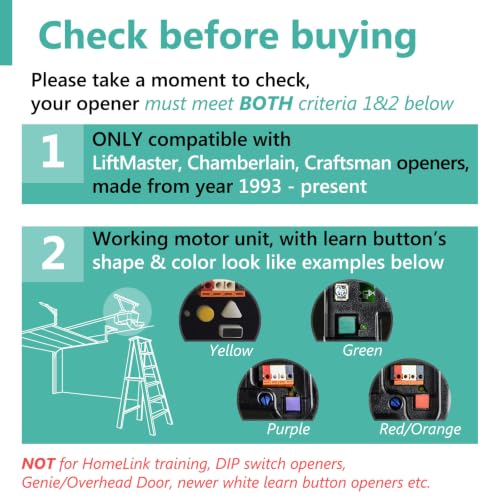 Solidremote Garage Door Opener Remote, Compatible with Chamberlain, and LiftMaster Openers, 371LM 373LM 971LM 973LM, Universal, 2 Pack - style: Visor Type 1
