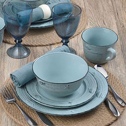 Pfaltzgraff Trellis Coastal 16-Piece Dinnerware Set, teal - color: Teal