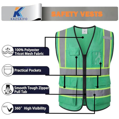 Hi Vis Reflective Safety Vest for Men Women,Meets ANSI/ISEA - color: Green, size: XX-Large
