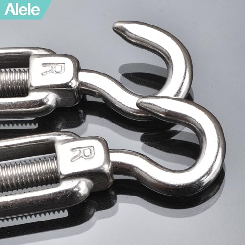 8Pcs M6 Turnbuckle,Alele Screw Hook to Eye Open Body Draw-in Bolt Stainless Steel Adjustable Wire Rope Tensioner - size: M6 Turnbuckle