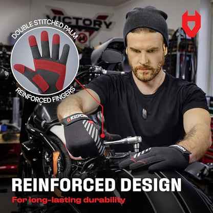 NoCry Utility Gloves for Men with Reinforced Fingers and Thumb Crotch; Double Stitched Palm and Touchscreen Tips; Breathable and Highly Flexible; — Ideal for Mechanics, Construction and Yard Work - size: Small, style: Lite