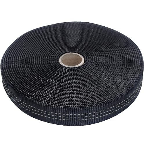 GM CLIMBING 1 inch Nylon Tubular Webbing Tape CE UIAA Certified 4000lb Heavy Duty for Climbing Rescue Rope Works Survival Outdoor General Purposes - color: Black, size: 100 ft