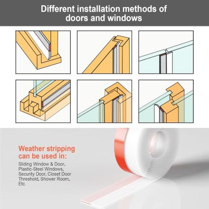 Silicone Weather Stripping Door Seal, 2 in x 20 ft, Self Adhesive - color: Clear, size: 2 Inch x 20 Feet