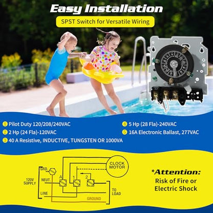 T101M Mechanical Timer Switch120V AC 2HP 40A SPST Electromechanical Timers - style: T101M