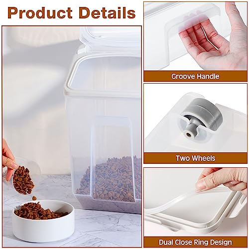 Umigy 4 Pack 30 LB Airtight Dog Food Storage Container with Wheels, White - color: White
