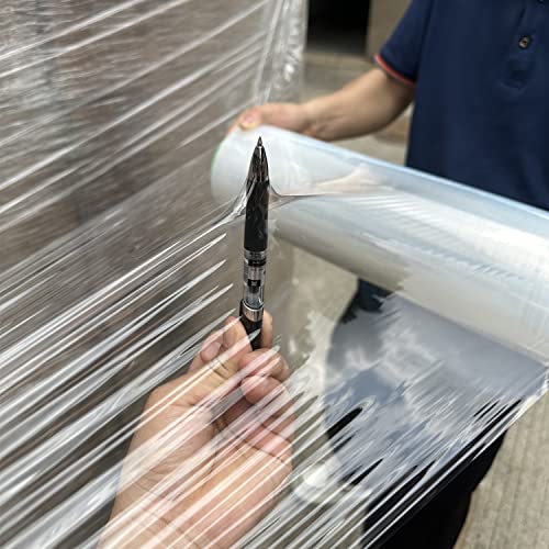 4-Pack Clear Stretch Wrap 18" x 1000 Feet 80 Gauge Industrial Strength with Plastic Handle, Plastic Pallet Supplies Durable Self-Adhering for Packing, Moving, Heavy Duty Shrink Film Rolls - size: Clear-4-Pack