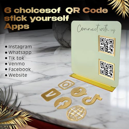 Skywin QR Code Sign for Business, Cash App QR Code Sign Stand - Beige - color: Beige