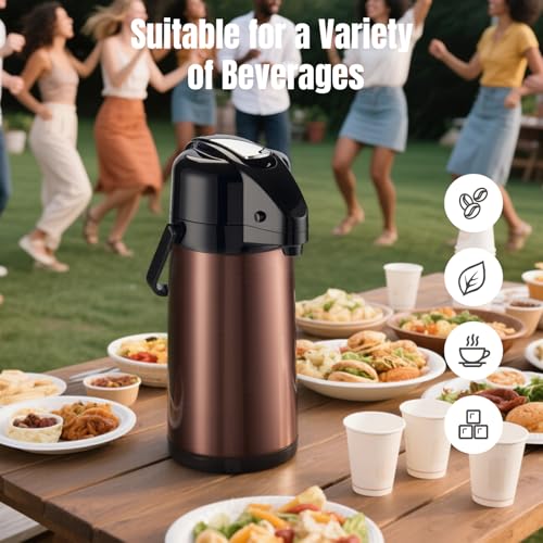 Coffee Carafe, Coffee Dispenser with Pump, 84.5 fl oz, Gold Brown - color: Gold Brown