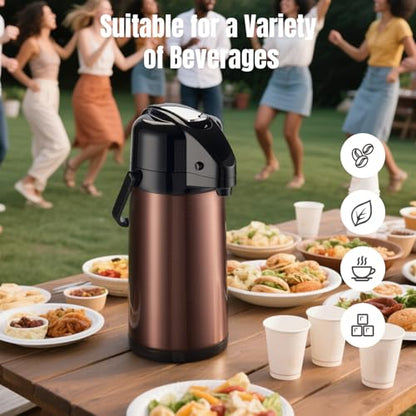 Coffee Carafe, Coffee Dispenser with Pump, 84.5 fl oz, Gold Brown - color: Gold Brown