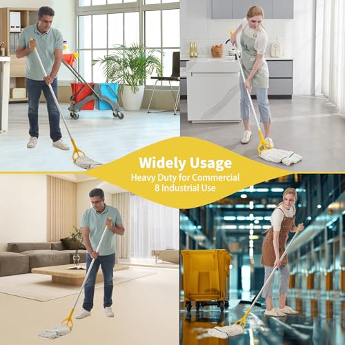 Commercial Industrial Mop with 59" Long Handle & 3 Replacement Mop Heads