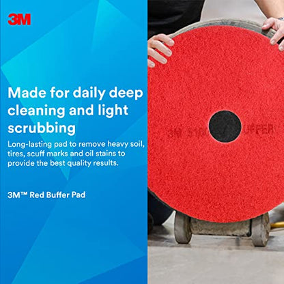 3M Red Buffer Pad 5100, 17 in, 5/Case