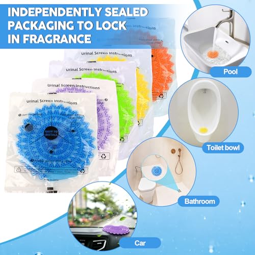 40 Packs Urinal screens deodorizer,3D anti-splash odor protection urinal cakes for men bathroom，toilet splash guard for men，five scents urinal mats (40)