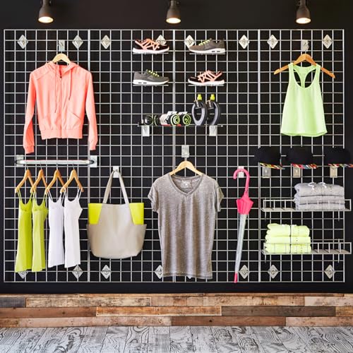 Grid Wall Commercial Grade Gridwall Panels – Heavy Duty Grid Panel for Any Retail Display Wall Grid 2' Width x 6' Height, Black (Pack of 4) - color: Black Finish, size: 2'x6'(4 Pack)