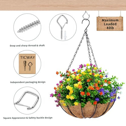 12 Pack 304 Stainless Steel Ceiling Hooks for Plants, Locking Clip - size: 12