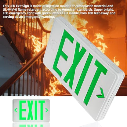 Universal Green Light LED Exit Sign OSHA Commercial, 4 Pack - color: White Housing+Green Letter, size: 4 Pack