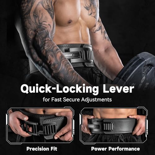 MANUEKLEAR 4-Inche Lever Belt Weightlifting with Heavy Duty Buckle - color: Enigmatic Black, size: M (29-35inches)