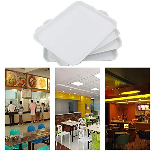 Plastic Fast Food Trays, Cafeteria Trays, 4 Pack Serving Trays (White) - color: White