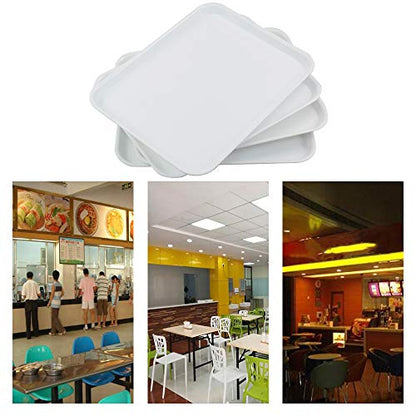 Plastic Fast Food Trays, Cafeteria Trays, 4 Pack Serving Trays (White) - color: White