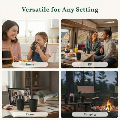 Homienly Wheat Straw Drinkware 12oz Unbreakable Drinking Glasses 6-Piece Stackable Kithen Cups Dishwasher and Microwave Safe Cups for Everyday Family Meals, Entertaining-Black - color: Black, size: 12 Ounces