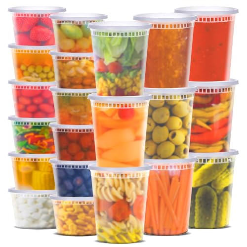 Deli Containers with Lids 48 Sets- Disposable Soup Containers with Lids 16oz, 32oz - Food Containers with Leakproof, BPA Free/Microwave/Freezer/Dishwasher Safe - size: 16/32oz-48pc