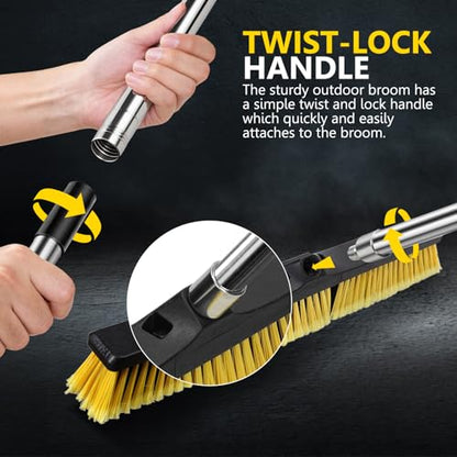 Masthome 25 ” Push Broom, Heavy Duty Outdoor Commercial Broom - color: Yellow