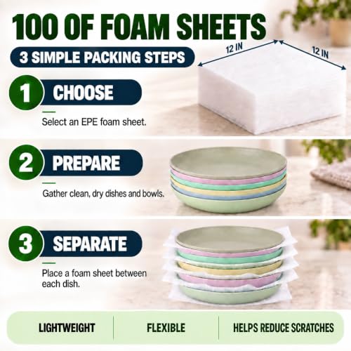 650Pcs Dish Packing Supplies for Moving,300 Foam Pouches & Sheets 4 Sizes (16x12",12x12",12x7.8",7.8x7.8") with 350 Fragile Stickers & Marker Pen for Moving, Packaging, Storage