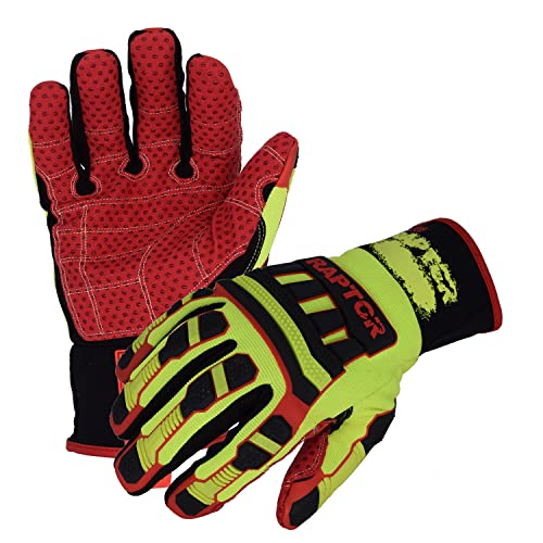 RIG RAPTOR Heavy Duty Cut Resistant Impact Protection Textured Work Gloves, Large (1 Pair) - size: Large