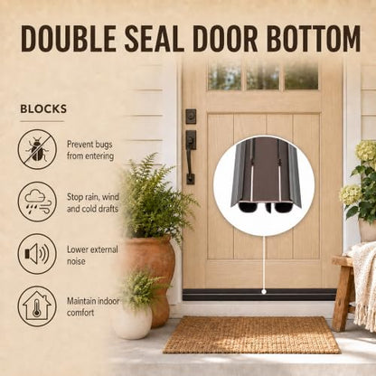 2PCS 36" Bubble Brown Pre Cut Kerf Door Sweep Kit 1-3/4" Wide Weatherstrip