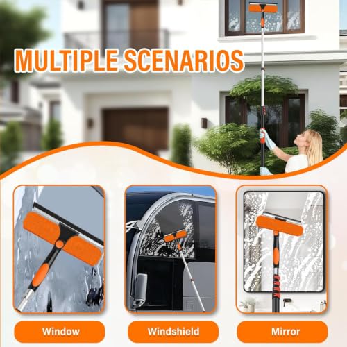 26FT Telescoping Window Squeegee Kit with Extension Pole - size: 20FT