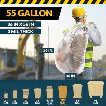 Reli. Contractor Garbage Bags 55 Gallon | 20 Trash Bags | Heavy Duty