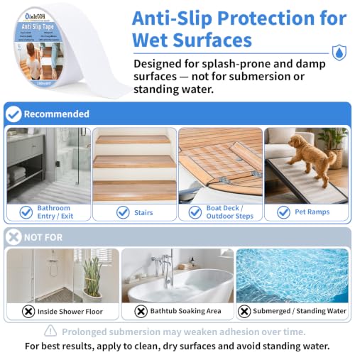 Oleitodh Clear Non-Slip Tape, 2In x 60Ft, Transparent Safety Grip - color: Clear, size: 2 in x 60 ft