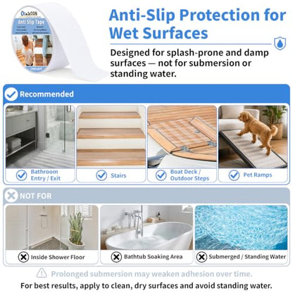 Oleitodh Clear Non-Slip Tape, 2In x 60Ft, Transparent Safety Grip - color: Clear, size: 2 in x 60 ft