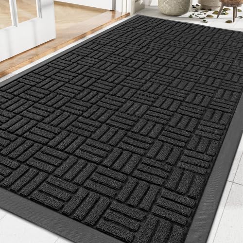 Amyracel Front Door Mat 3'x4', Heavy Duty Waterproof Commercial Floor Mat - color: Maze Black, size: 3' x 4'(Rectangular)