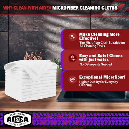 AIDEA White Microfiber Cleaning Cloth 150PK, Cleaning Rags 12×12" - color: White, size: 150PK