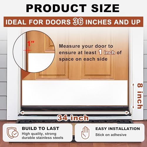 2 PCS 8" x 34" Self Adhesive White Door Kick Plate for Bottom of 36" Door - color: Ivory White, size: 2 PCS