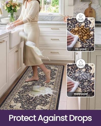 DEXI Kitchen Floor Mats Cushioned Anti Fatigue Runner Rug 23x59 Black - color: Black, size: 59"L x 24"W x 0.4"Th