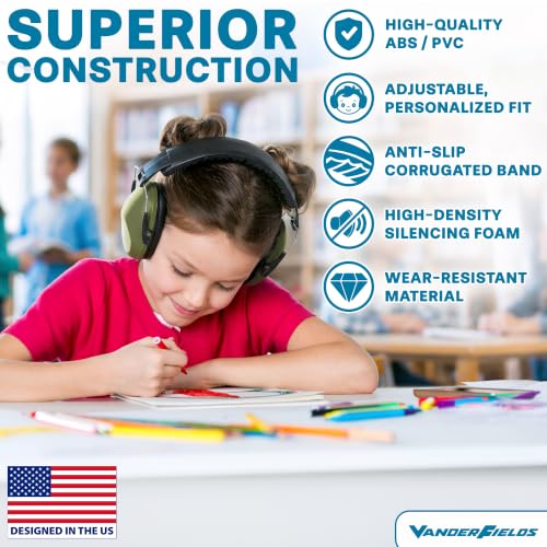 Kids Noise Canceling Headphones - 31 dB (2K Hz) - Ear Protection Earmuffs - color: Green