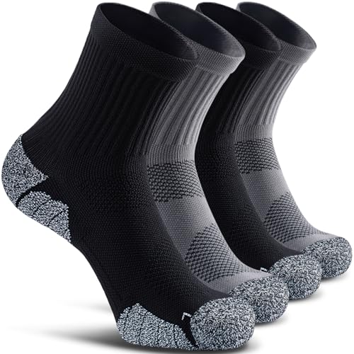 CWVLC Cushioned Compression Sport Quarter Socks for Men Women Youth - color: 4-pairs (Black2,grey2), size: Large