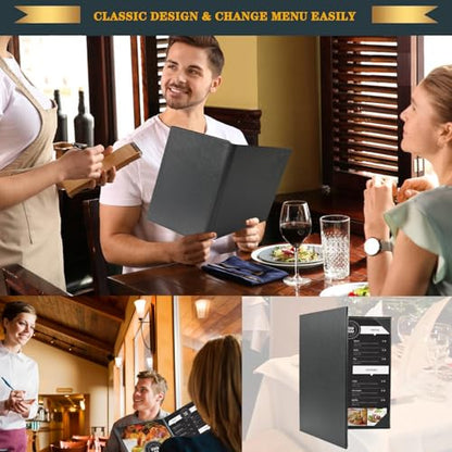 8.5x11 Restaurant Menu Book Cover Holder Water Proof Dinner Menu Cover Holder for Restaurant Hotel Bar Cocktail Menu Folder - size: 8.5"x11" (2 views/ 1pack)
