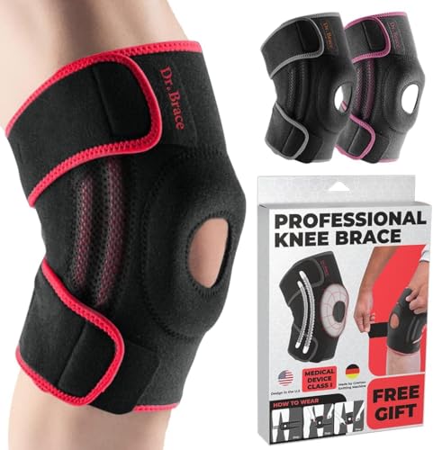 DR. BRACE ELITE Knee Brace with Side Stabilizers & Patella Gel Pads - color: Sunrise, size: Medium