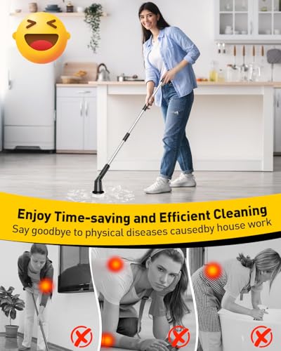 Shower Scrubber with Long Handle, Electric Shower Bathroom Cleaner Brushes - size: 3 Brush Heads