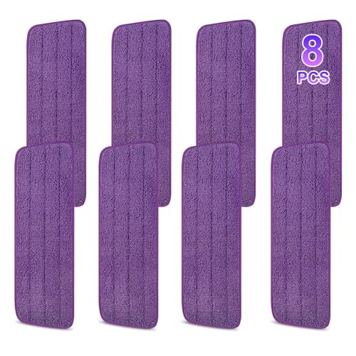 8 Pack 16.5 inch Reusable Mop Pads Microfiber Spray Mop Replacement Heads for Wet/Dry Mops Compatible with Bona Floor Care System - color: Purple Mop Pads