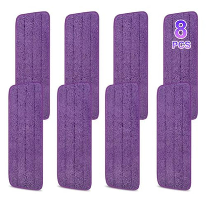 8 Pack 16.5 inch Reusable Mop Pads Microfiber Spray Mop Replacement Heads for Wet/Dry Mops Compatible with Bona Floor Care System - color: Purple Mop Pads