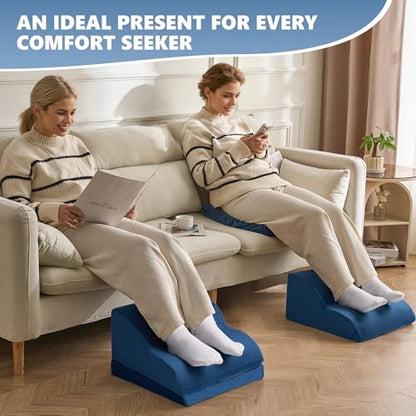 Foot Rest Under Desk for Office, Ergonomic Adjustable Footrest with Washable Cover, Soft Desk Foot Stool for Home Office, Work, Gaming, Long Sitting, Blue - color: Blue