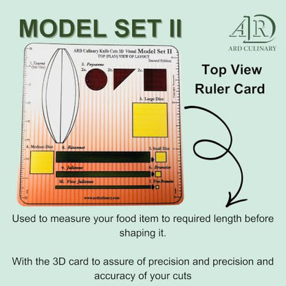 ARD Culinary Knife Cuts 3D Visual Model Set II, an educational precision knife skills with 3D templates and guides
