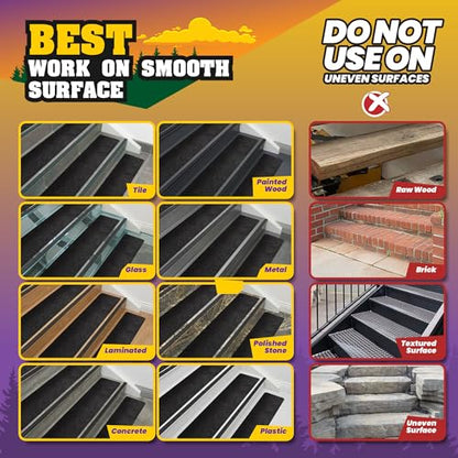 Outdoor Stair Treads Non Slip 30"x6" – 12 Pack Pre-Cut Anti Slip Grip Tape for Outdoor Wooden Steps – 80 Grit Waterproof Weather Resistant Adhesive Non Skid Strips – Includes Scraper