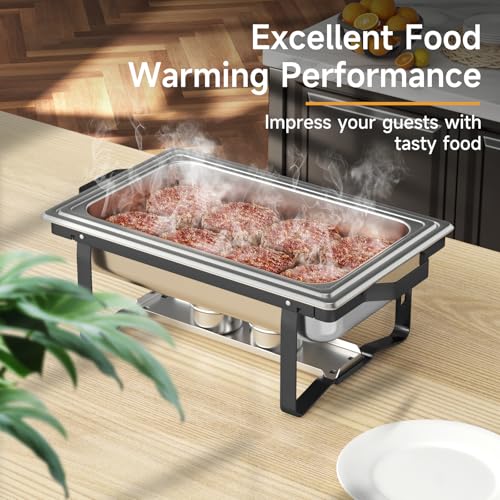 Chafing Dishes for Buffet 4 Pack, 9QT Chafing Dish High Grade Stainless Steel Chafer Complete Set,Steel Handle, Catering Events Complete Buffet Warmer Set (Black, 2) - color: Black, size: 2