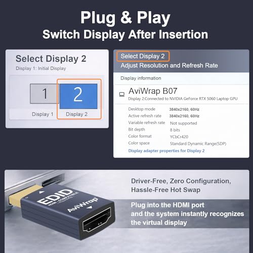 4K 60Hz HDMI EDID Emulator,HDCP Passthrough Adapter,2-Pack - color: 2K/120Hz, size: 2pack