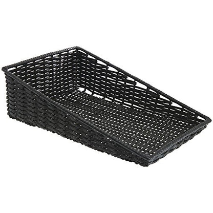 Kratos Rectangular Black Plastic Tapered Washable Produce Basket - color: Black, size: 15.5"Lx 24"D x 1.5"-7"H